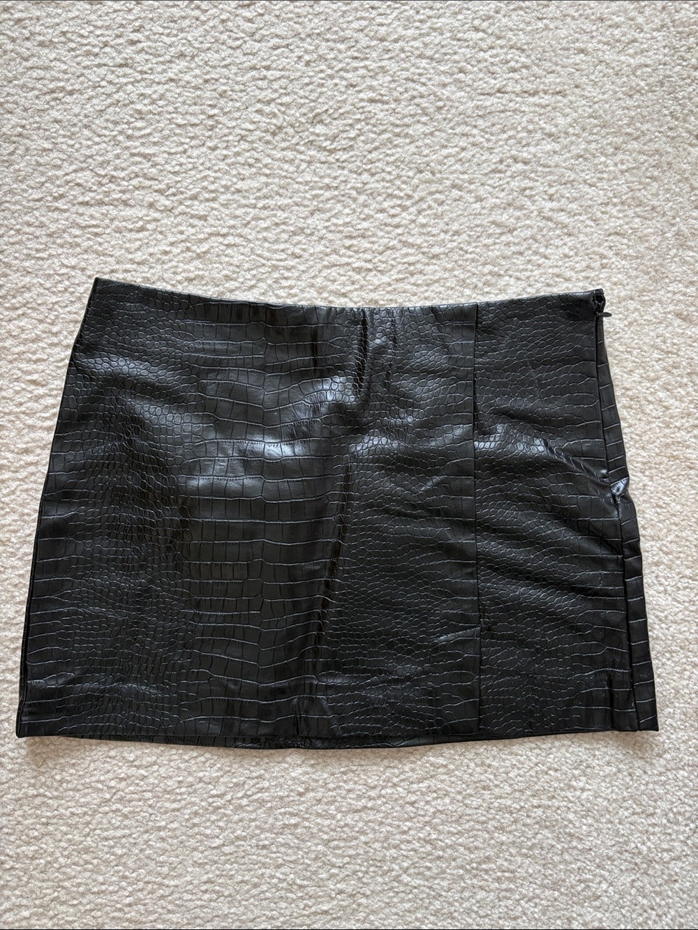 Mango Black Faux Croc Mini Skirt